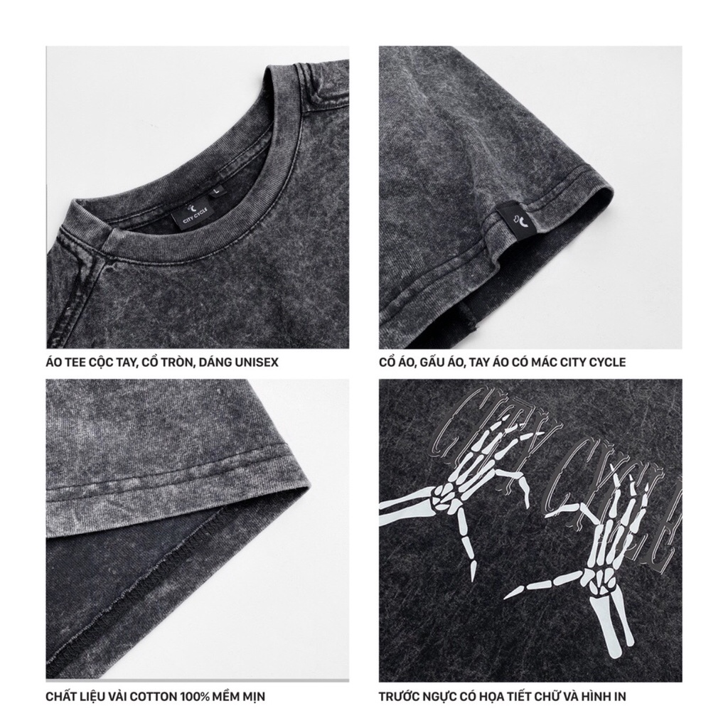 Áo thun nam nữ tay lỡ Acid Heart Bones oversize Jiang Store - áo phông oversize cotton unisex in hình Local Brand