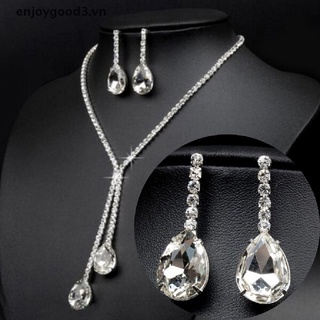 //Enjoy shopping // Wedding Luxury Water Drop Crystal Rhinestone Necklace Earrings Jewelry Set .
