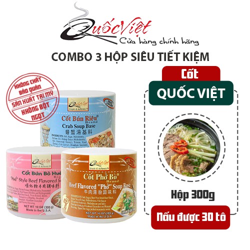 Combo 03 Hộp Gia Vị Nấu Bún Bò Huế Cốt Quốc Việt 300g - Nhập Khẩu USA (Phở Gà, Hủ Tiếu, Bún Riêu, Hủ Tiếu Chay, Phở Bò)