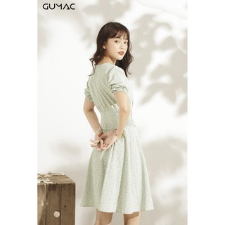 Đầm bản eo phối nút GUMAC MS10918_XANH