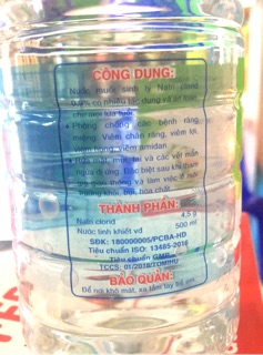 NƯỚC MUỐI SINH LÝ( DÙNG NGOÀI) 500 ml