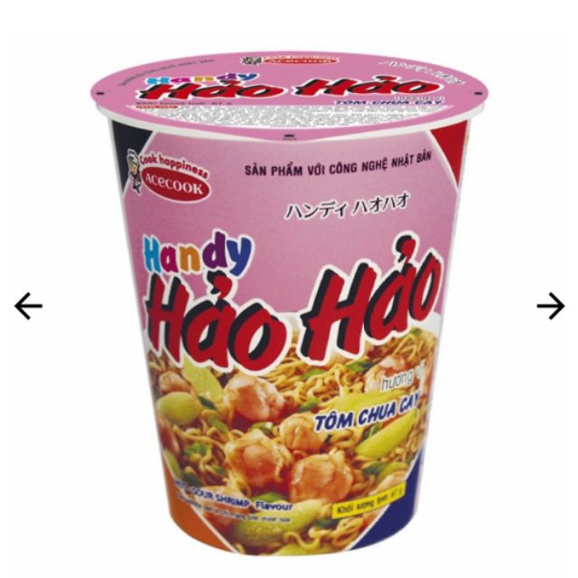 ( HSD: T11/2021)Mì ly Hảo Hảo Handy Tôm chua cay 67g