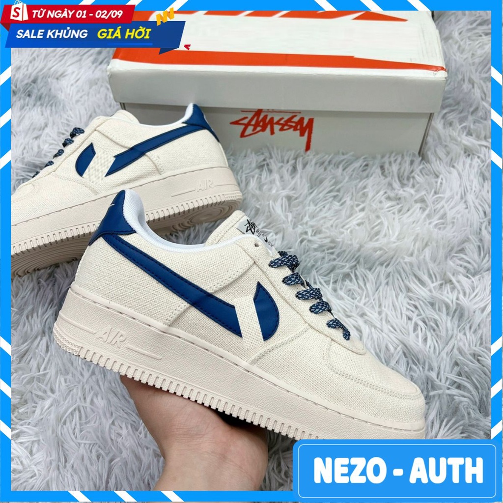 Giày_Nike AF1 07 Low Beige Deep Blue Reflection, Giày_Nike Air Force Nam Nữ Đế Air Bản Đẹp