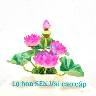 Hoa giả trang trí - Lọ Hoa SEN vải cao cấp để bàn