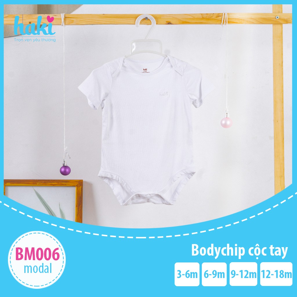 Bộ Body liền cộc tay vải gỗ sồi siêu mềm mịn cho bé trai bé gái HAKI-BM006