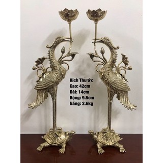 Cặp hạc đồng, hạc cánh đừng rùa của vĩnh tiến cao 42cm