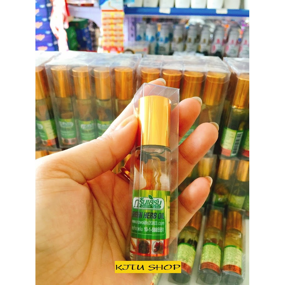 [𝐓𝐮𝐤𝐓𝐮𝐤.𝐇𝐨𝐮𝐬𝐞] «8cc»  Dầu Gió Lăn 3 Vị Thảo Dược Nhân Sâm Green Herb Oil Thái Lan