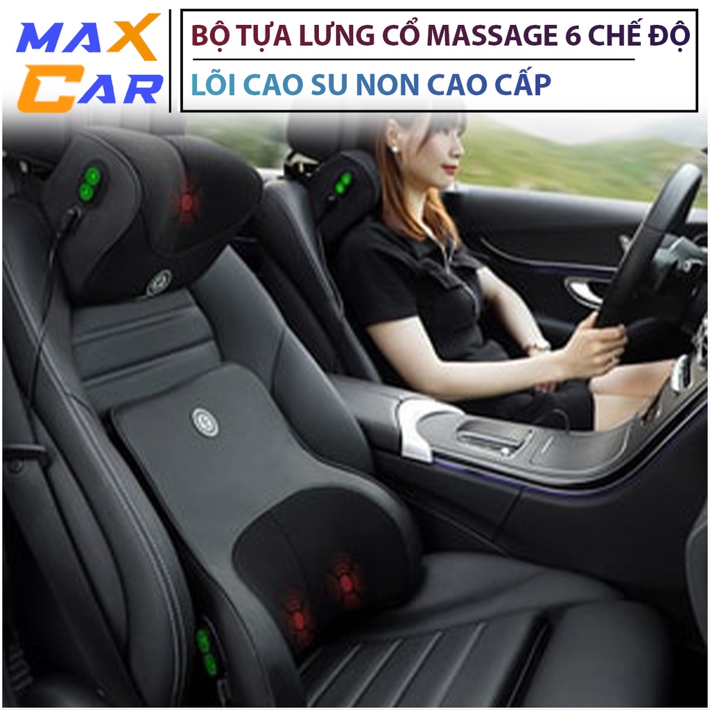 Bộ Tựa Lưng Cổ Massage 6 Chế Độ Rung Lõi Cao Su Non Cao Cấp Form Mới