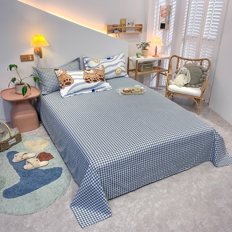 Bộ chăn ga gối nhập khẩu 4 món - Gấu xanh (không kèm ruột)