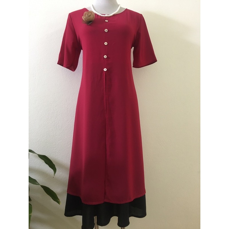 Đầm cách tân trung niên, đầm dự tiệc, đầm lụa  dáng xòe mã 102 | BigBuy360 - bigbuy360.vn