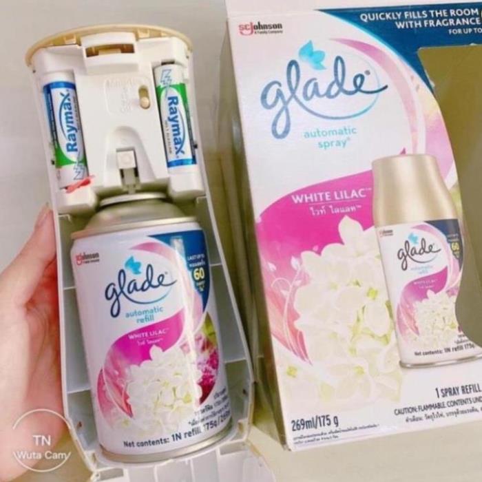 Máy xịt thơm phòng tự động GLADE, máy xịt phòng tự động hương thơm dịu nhẹ, thay lõi 269ml,