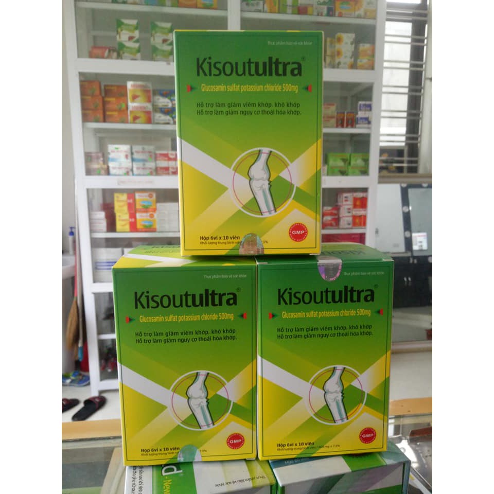 Kisoutultra (Glucosamin 500mg) Bảo Vệ Xương Khớp, Bổ Sung Chất Nhờn Cho Khớp Hộp 60 Viên