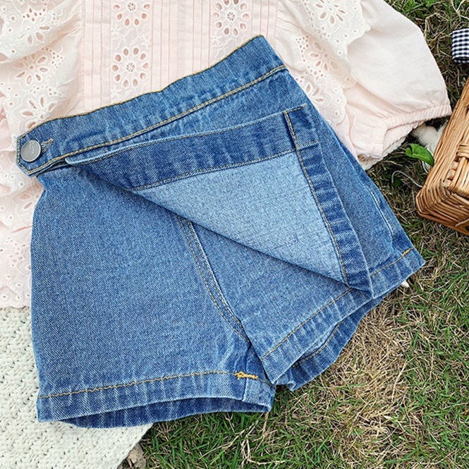 Quần Short Denim Mỏng Thời Trang Mùa Hè Hàn Quốc Dành Cho Bé Gái