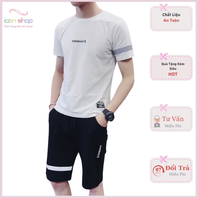 Bộ Quần Áo Nam Thể Thao Năng Động Áo Xám Quần Đen Sọc Trắng Kiểu Dáng Thời Trang Chất Liệu Cao Cấp Thời Trang -Icon Shop