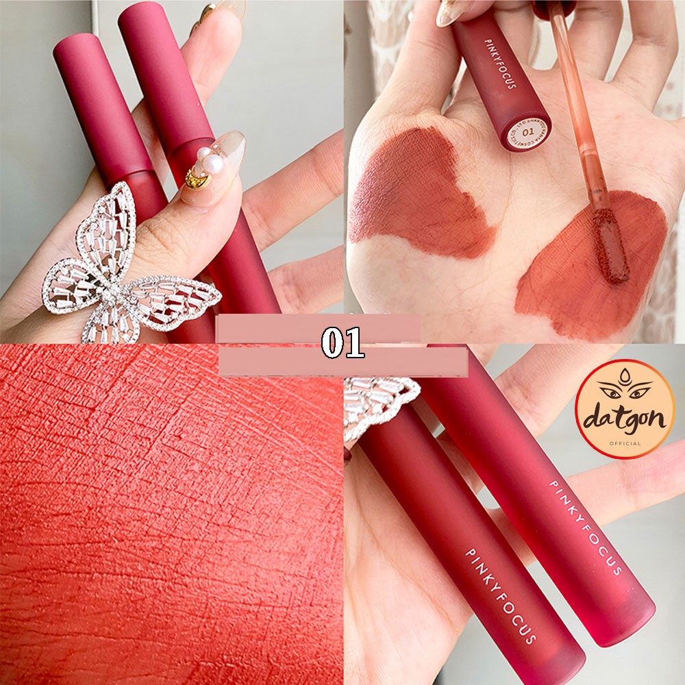 Son kem lì Fruit Lip Gloss, son nội địa PINKYFOCUS mềm mịn, bền màu, lâu trôi trong nước 2021