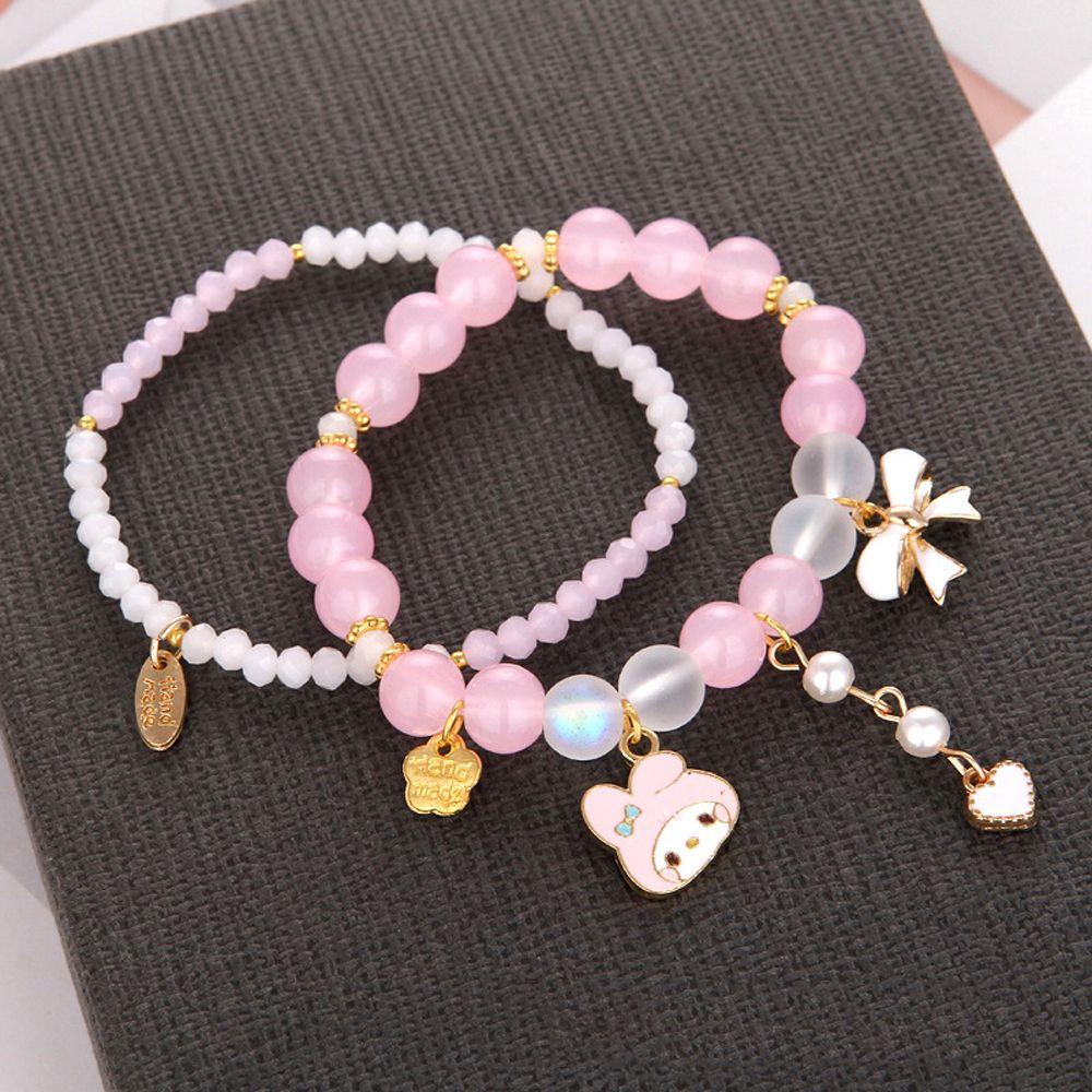 LILYES Vòng Tay Hạt Ngọc Trai Hai Lớp Họa Tiết Hoạt Hình Kuromi Cinnamoroll