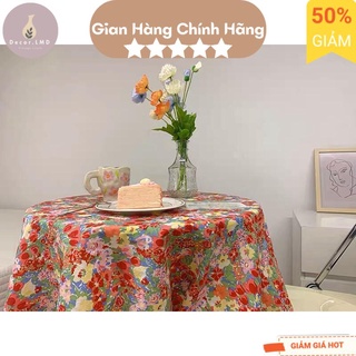 Khăn trải bàn hoa hồng đỏ Hàn Quốc vintage,Khăn dã ngoại picnic, Phông Nền Chụp Ảnh Trang Trí Bàn Học