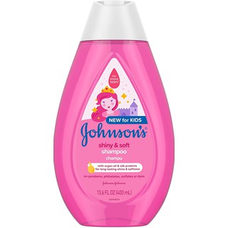 Dầu gội mượt tóc cho trẻ em Johnson's Shiny & Soft Tear-Free Kids' Shampoo with Argan Oil & Silk Proteins 400ml (Mỹ)