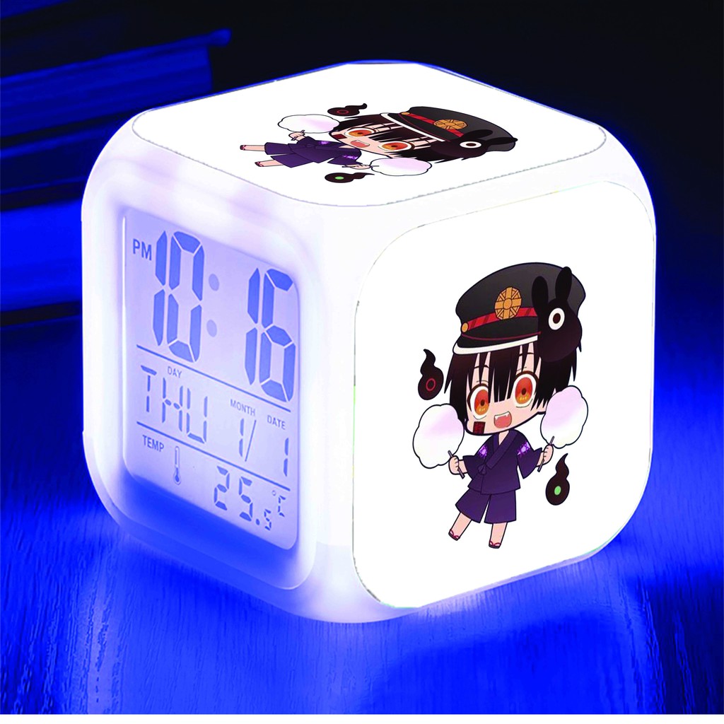 Đồng hồ báo thức để bàn in hình JIBAKU SHOUNEN HANAKO-KUN ÁC QUỶ NHÀ XÍ anime chibi LED đổi màu