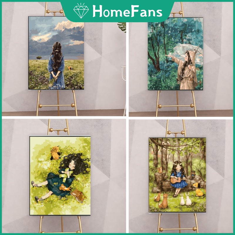 Bộ tranh sơn dầu tự làm trang trí nội thất tranh tô màu theo số