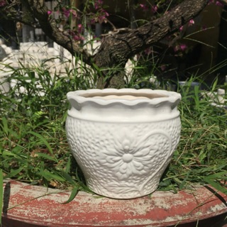 Chậu Sứ Trồng Cây Cảnh Bát Tràng Hoa Nổi