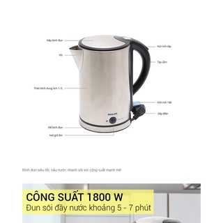 [Freeship toàn quốc từ 50k] Bình siêu tốc Philips HD9316 1.7L (Bạc)