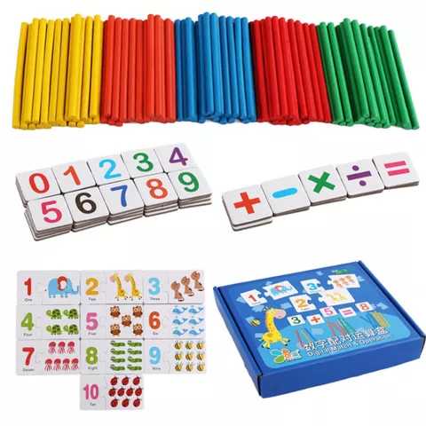 Đồ Chơi Toán Học Montessori - Bộ Thẻ Học Ghép Số Kèm Que Tính Giúp Bé Học Đếm,Tư Duy