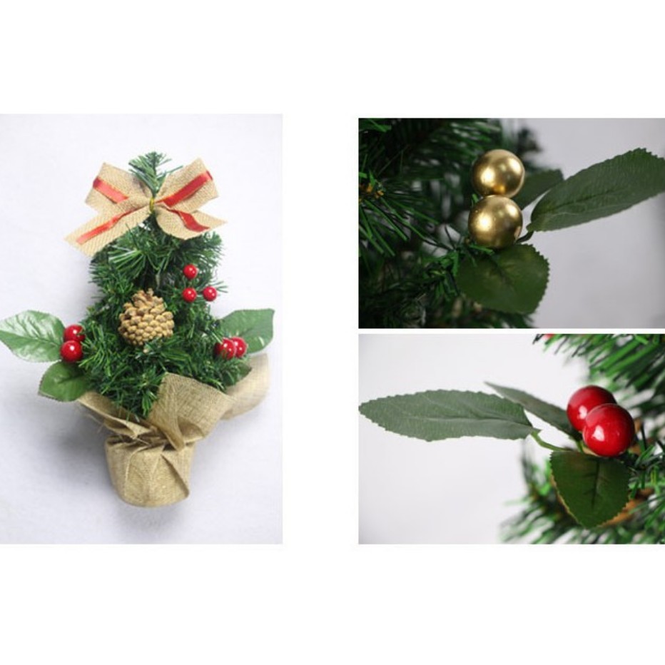 Cây thông noel nhí NƠ VẢI cao 30cm, 40cm để bàn MẪU C11