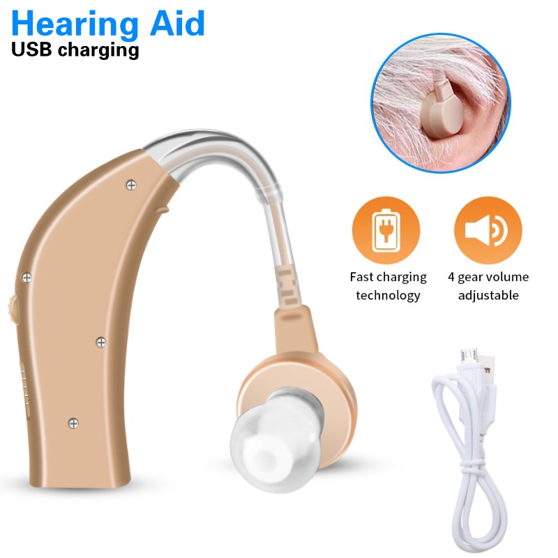 Máy trợ thính USB có thể sạc lại phía sau Bộ khuếch đại âm thanh có thể điều chỉnh âm lượng Máy trợ thính