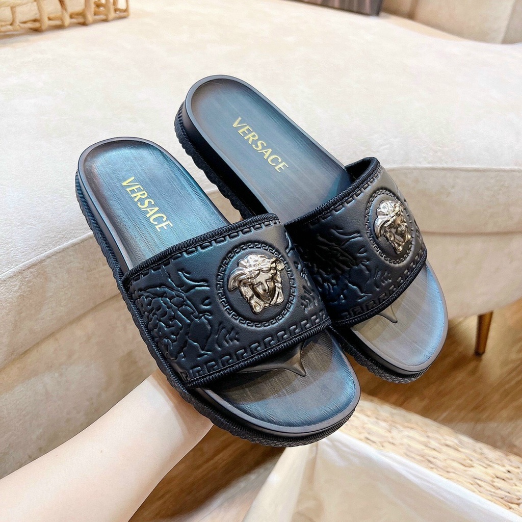 DÉP QUAI NGANG NAM VERSACE LOGO NỔI FULLBOX