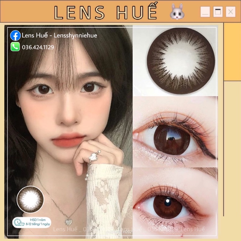 🖤 Choco giãn tròng to 14.5mm dễ thương, baby màu socola tự nhiên - Lens Huế 🐰
