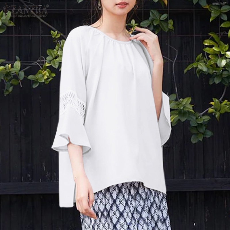Zanzea Áo Nữ Cổ Tròn Tay 3 / 4 Phối Ren Thời Trang