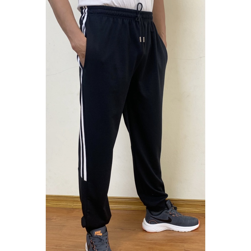 Quần Jogger Nam Thể Thao - Quần Nỉ Nam Kẻ Sọc Chất Da Cá Chun Bo Ống, Cạp Có Dây Rút Chắc Chắn