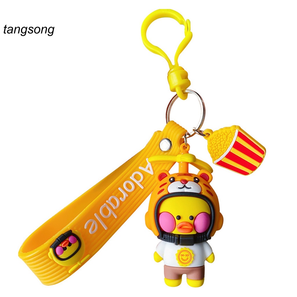 Móc khóa hình chú vịt đội mũ bảo hiểm nhỏ xinh đáng yêu