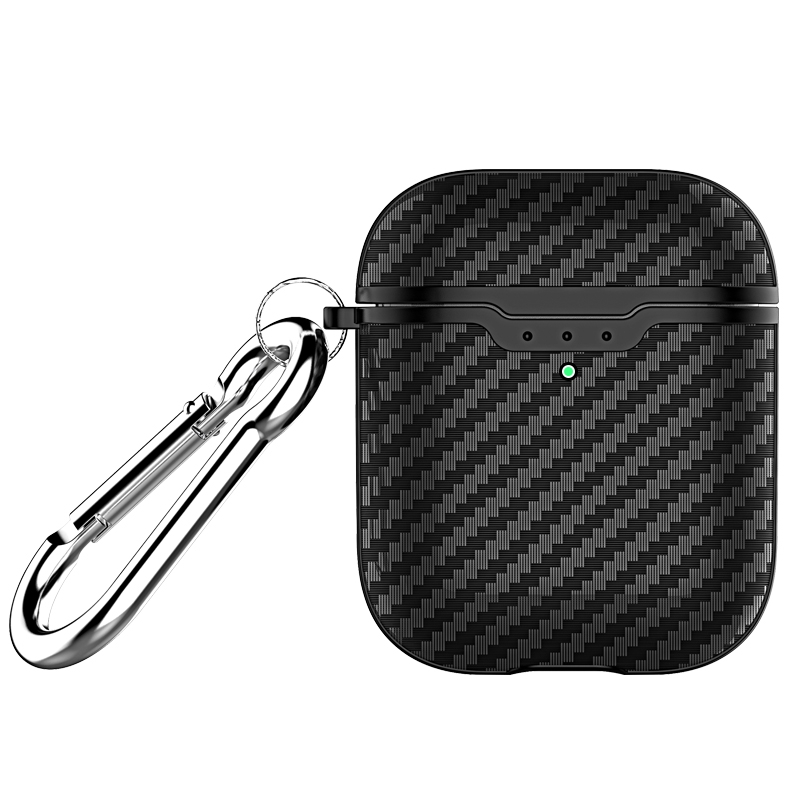 Vỏ Bảo Vệ Hộp Sạc Tai Nghe Airpods 2 Bằng Sợi Carbon Kèm Móc Khóa Tiện Dụng