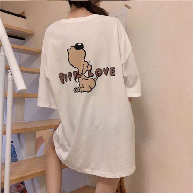 Áo phông form rộng 💥FREESHIP💥 Áo Thun Tay Lỡ Unisex Form Rộng Freesize Phong Cách Ulzzang Cực Xịn [ Áo Hình Chú Chó ]