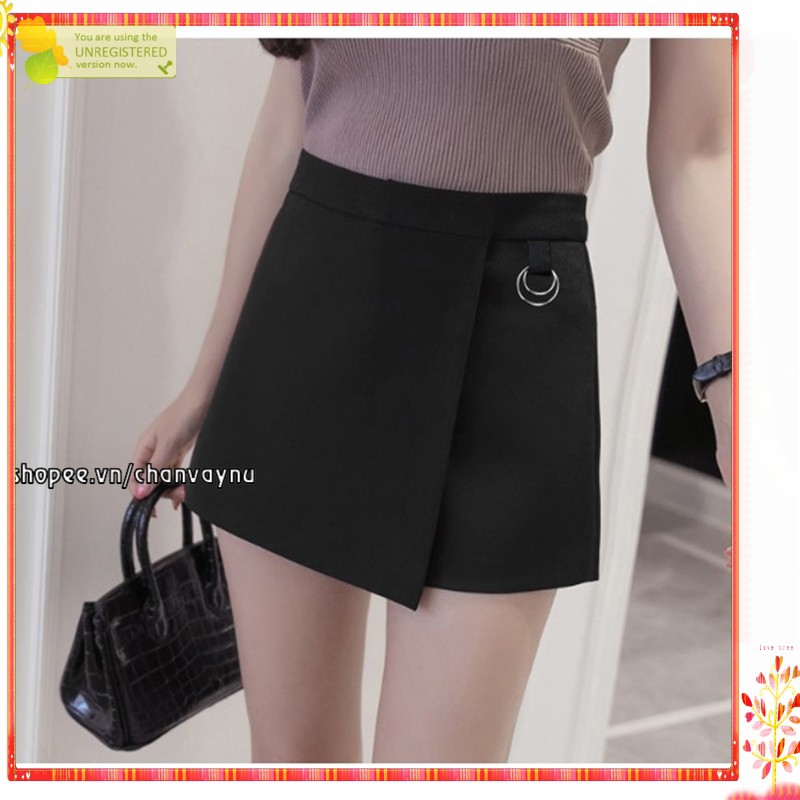 Quần giả váy nữ vạt xéo BSQA tag 2 vòng tròn màu đen size S,M MT924 mới lạ chuẩn store siêu đẹp freeship 50k
