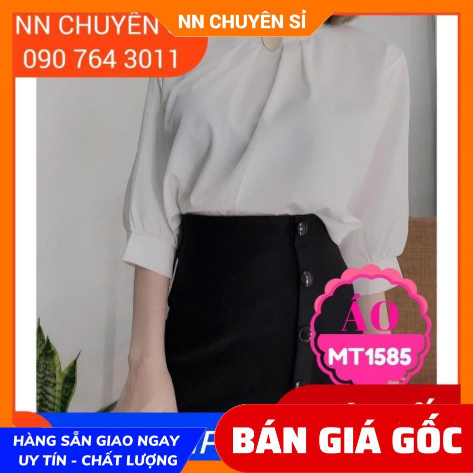 ÁO KIỂU PHỐI KHOEN VÀNG XINH XẮN MT1585 ⚡100% ẢNH THẬTHÀNG ĐẸP - SƠ MI CÔNG SỞ CHO NỮ