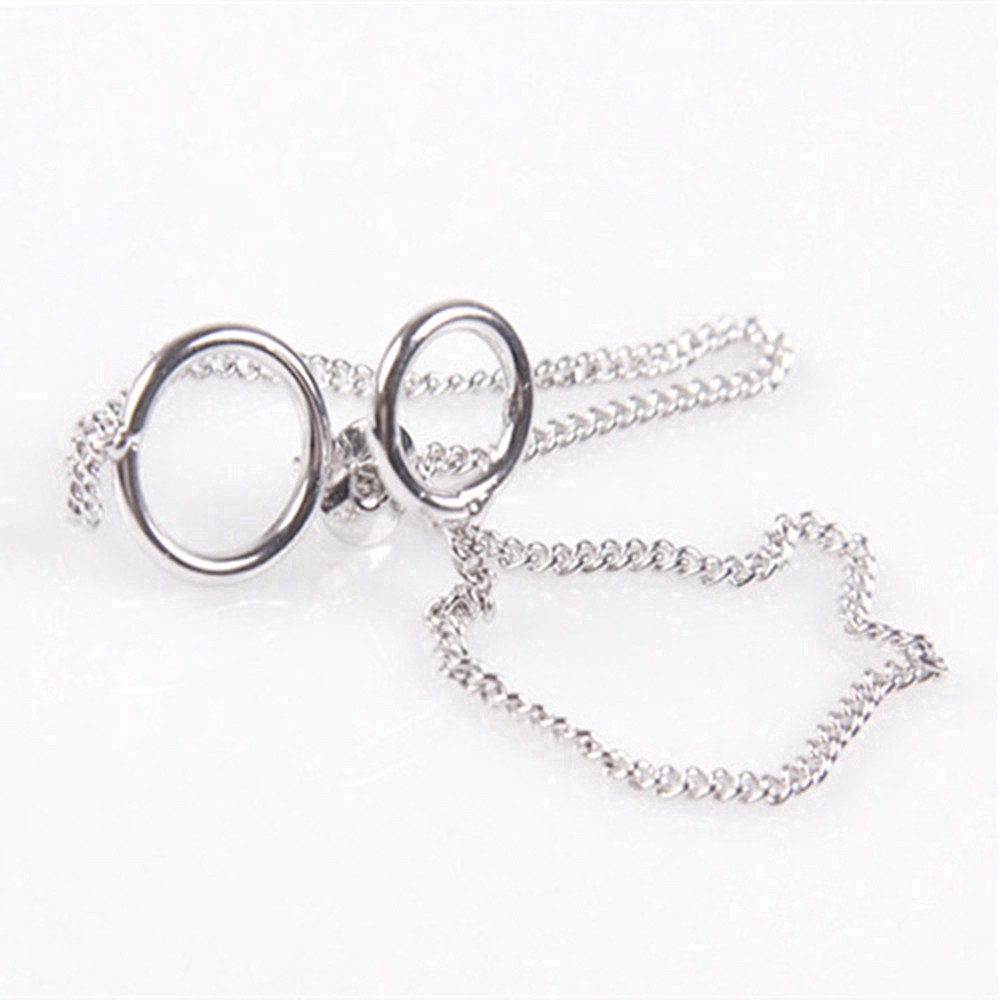 Set 2 bông tai thiết kế 2 vòng nhẫn và sợi xích phong cách BTS cho unisex