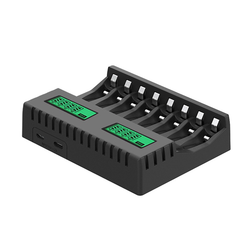 Cục Sạc Pin Thông Minh 8 Khe Cắm Có Màn Hình LCD Cho Pin AA / AAA