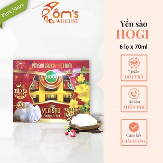 Yến sào nguyên chất từ thiên nhiên, yến sào thiên nhiên đường phèn HOGI, hộp 6 lọ x 70ml