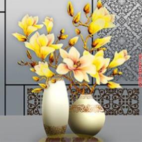 Tranh đính đá Bình Hoa Ngọc Lan Phú Quý Kích thước::45 Cm x 45 Cm/1 bức