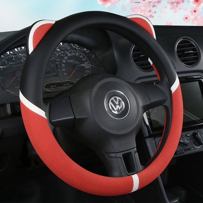 38cm Korean Cute Female Car Steering Wheel Cover Four Seasons Universal Cartoon Fashion Linen Summer New Handle Cover Fashion