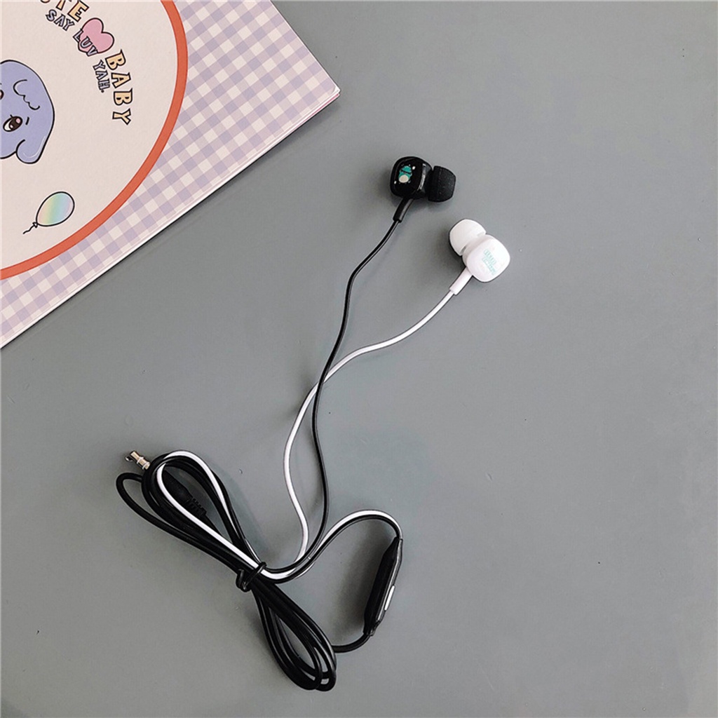 Tai nghe nhét tai âm thanh siêu trầm có micro và dây kiểu dáng hoạt hình dễ thương kèm hộp đựng tiện lợi