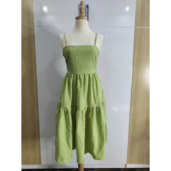 ĐẦM BABYDOLL XANH 2 DÂY CUTOUT LƯNG☘️