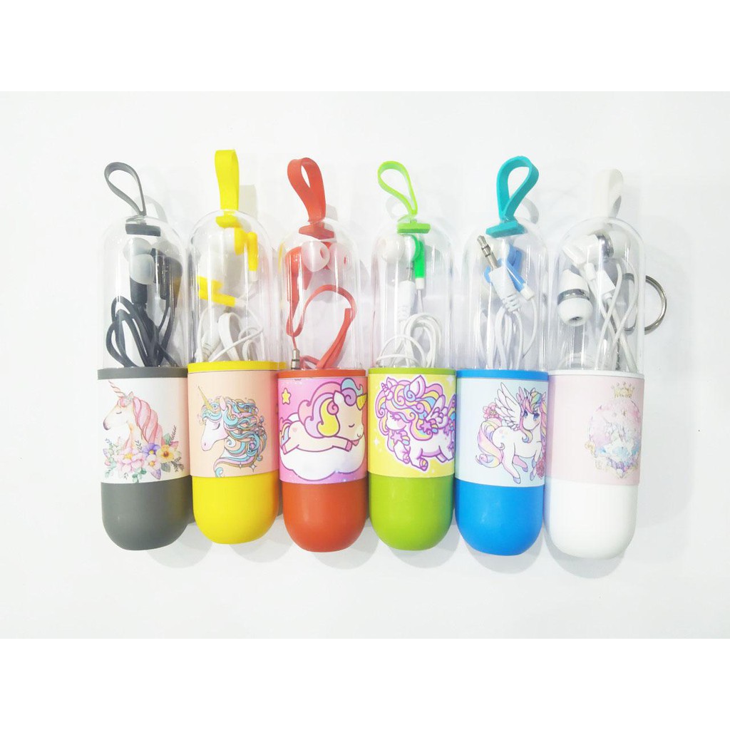 tai nghe ngựa thần unicorn kèm vỏ bao tai nghe hình viên nang TNNI5 tai nghe cute tai nghe dễ thương