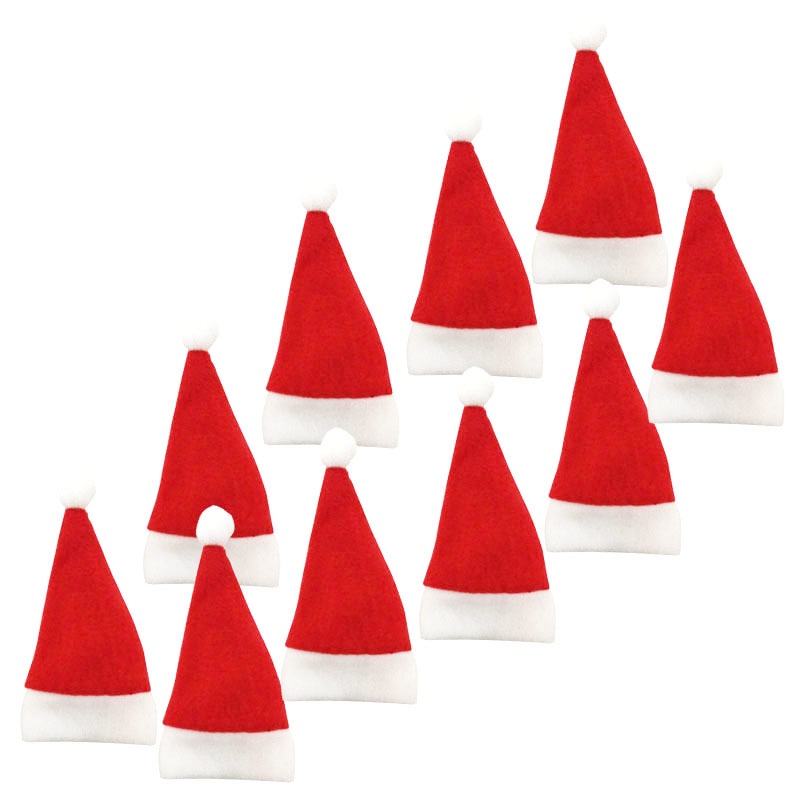 Set 10 Nón Ông Già Noel Dài 12cm Dùng Để Trang Trí Tiệc Giáng Sinh Mới