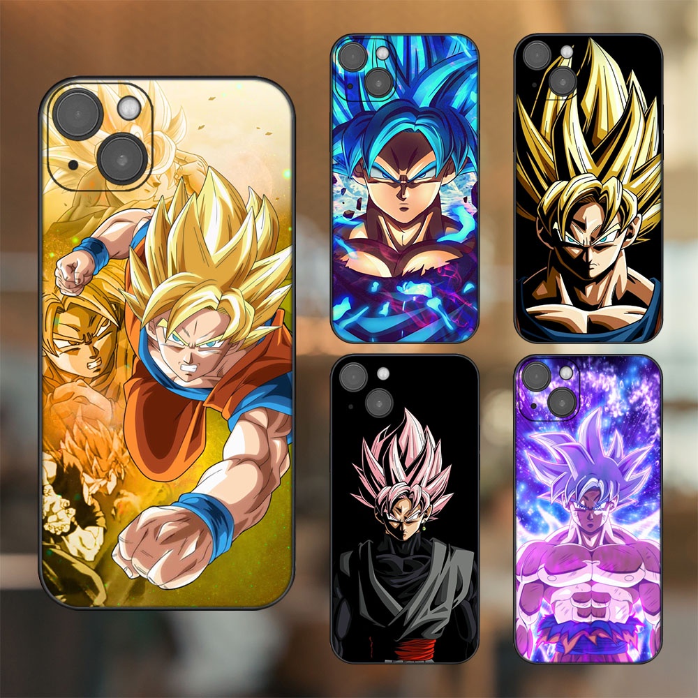 Ốp lưng iPhone 14 Plus dẻo đen cạnh vuông in hình Goku Dragon Ball