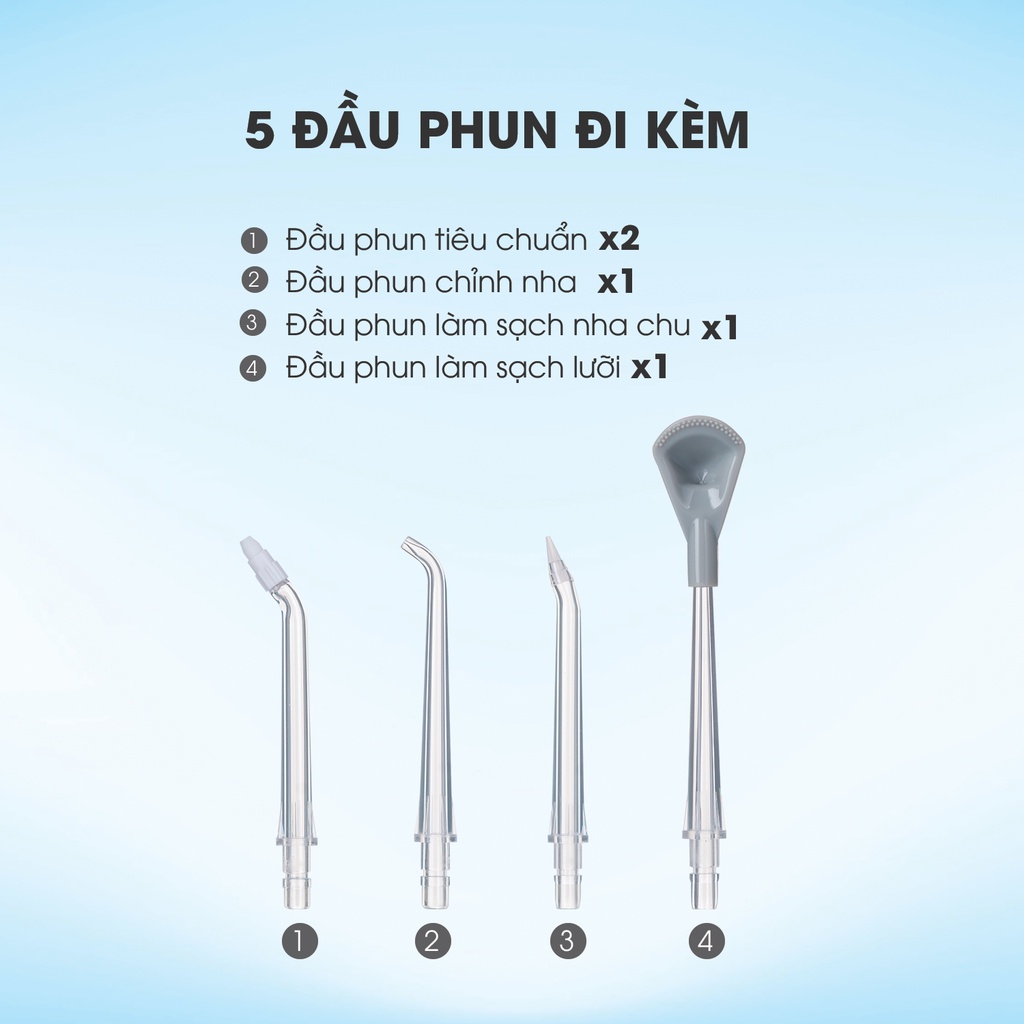 Combo Máy tăm nước Gia Đình WaterPush 1912 + Kem đánh răng Phoca chính hãng Thái Lan