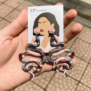 Khuyên tai đất sét nung Polymer Clay (Snake)